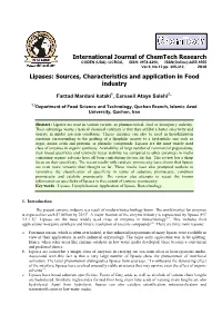 Lipases: Sources, Characteristics and Application in Food Industry