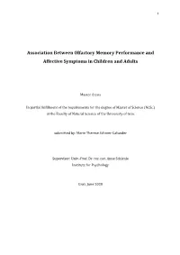 Association Between Olfactory Memory Performance and Affective Symptoms in Children and Adults