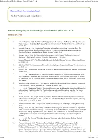 Bibliography on Medieval Logic: General Works a - K