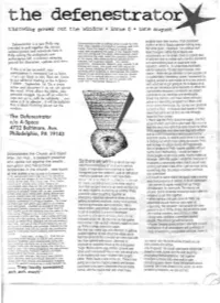 He Defenestrat Or Throwing Power out the Window • Issue 0 • Late August
