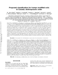 Proposed Classification for Human Modified Soils in Canada: Anthroposolic Order