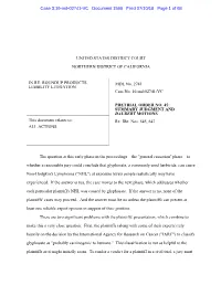 ROUNDUP PRODUCTS LIABILITY LITIGATION This Document Relates