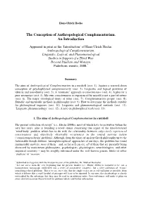 The Conception of Anthropological Complementarism. an Introduction