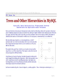 Trees and Other Hierarchies in Mysql