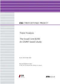 Trend Analysis the Israeli Unit 8200 an OSINT-Based Study CSS