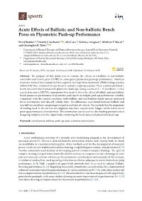 Acute Effects of Ballistic and Non-Ballistic Bench Press on Plyometric Push-Up Performance