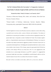 Do the Textbooks Reflect the Curriculum? a Comparative Analysis of Social Studies Textbooks Taught in Public and Private Sector