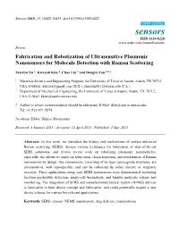 Fabrication and Robotization of Ultrasensitive Plasmonic Nanosensors for Molecule Detection with Raman Scattering