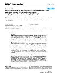 In Silico Identification and Comparative Analysis of Differentially Expressed Genes in Human and Mouse Tissues Sheng-Ying Pao1,2, Win-Li Lin1 and Ming-Jing Hwang*2