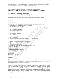 Strategic Aspects of Implementing the International Agreement on Climate Change - A