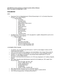 2018 STD Prevention Conference / Preliminary Surveillance Release News Coverage As of September 5, 2018