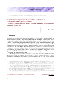 Constitutionalizing Secularism, Alternative