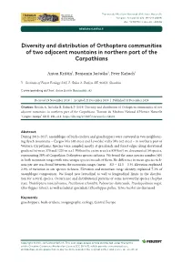 Diversity and Distribution of Orthoptera Communities of Two Adjacent Mountains in Northern Part of the Carpathians