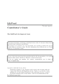 Lilypond Contributor's Guide