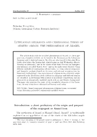 Lithuanian Religious and Ceremonial Terms of Semitic Origin: the Phenomenon of Azazel