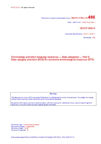 Part 2: Data Category Selection (DCS) for Electronic Terminological Resources (ETR)
