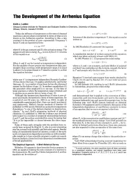 The Development of the Arrhenius Equation