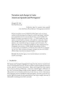 Variation and Change in Latin American Spanish and Portuguese
