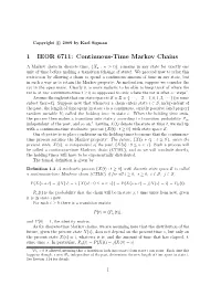 1 IEOR 6711: Continuous-Time Markov Chains