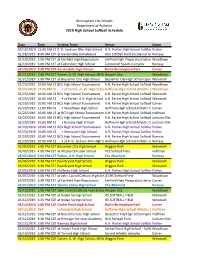 2019 High School Softball Master