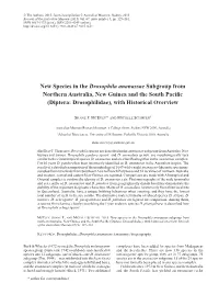 Diptera: Drosophilidae), with Historical Overview