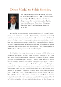 Dirac Medal to Subir Sachdev