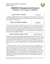 GRADES 4/5 Supplemental Scripture Parables in the Gospel of Matthew