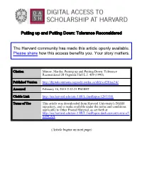 Putting up and Putting Down: Tolerance Reconsidered