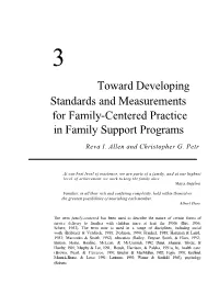 Toward Developing Standards and Measurements for Family-Centered Practice in Family Support Programs