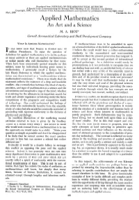 Applied Mathematics an Art and a Science