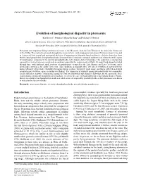 Evolution of Morphological Disparity in Pterosaurs Katherine C