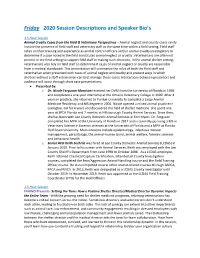 Friday 2020 Session Descriptions and Speaker Bio's