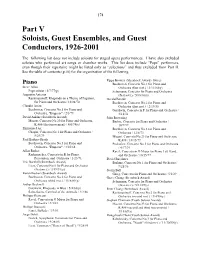 Part V Soloists, Guest Ensembles, and Guest Conductors, 1926-2001