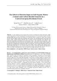 The Effects of Detritus Input on Soil Organic Matter Content and Carbon Dioxide Emission in a Central European Deciduous Forest
