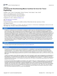 A Protocol for Decellularizing Mouse Cochleae for Inner Ear Tissue Engineering