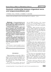 Anatomic Relationship Between Trigeminal Nerve and Temporomandibular Joint