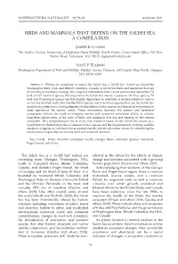 Birds and Mammals That Depend on the Salish Sea: a Compilation