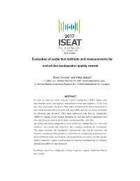 Evaluation of Audio Test Methods and Measurements for End-Of-Line Loudspeaker Quality Control