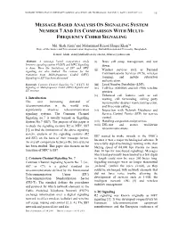 Message Based Analysis on Signaling System Number 7 and Its Comparison with Multi- Frequency Coded Signaling