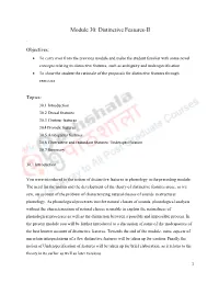 Module 30: Distinctive Features-II