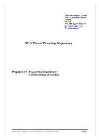 OCL's Edexcel E-Learning Programmes Prepared By