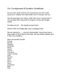 Our Consignment & Donation Guidelines