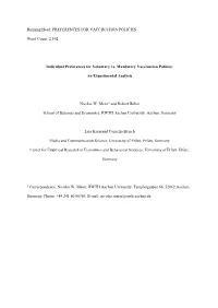 PREFERENCES for VACCINATION POLICIES Word Count