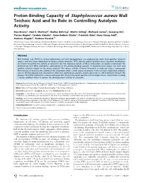 Proton-Binding Capacity of Staphylococcus Aureus Wall Teichoic Acid and Its Role in Controlling Autolysin Activity