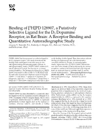[3H]PD 128907, a Putatively Selective Ligand for the D3 Dopamine Receptor, in Rat Brain: a Receptor Binding and Quantitative Autoradiographic Study Gregory N