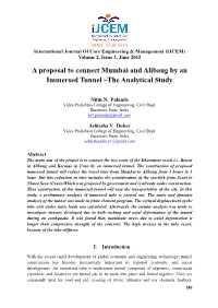 A Proposal to Connect Mumbai and Alibaug by an Immersed Tunnel –The Analytical Study