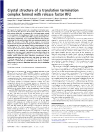 Crystal Structure of a Translation Termination Complex Formed with Release Factor RF2
