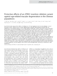 Deletion Variant Against Age-Related Macular Degeneration In