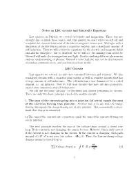 Notes on LRC Circuits and Maxwell's Equations Last Quarter, in Phy133