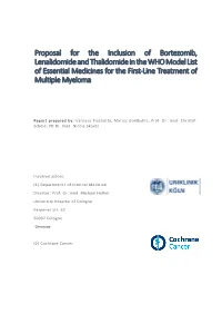 Proposal for the Inclusion of Bortezomib, Lenalidomide Or